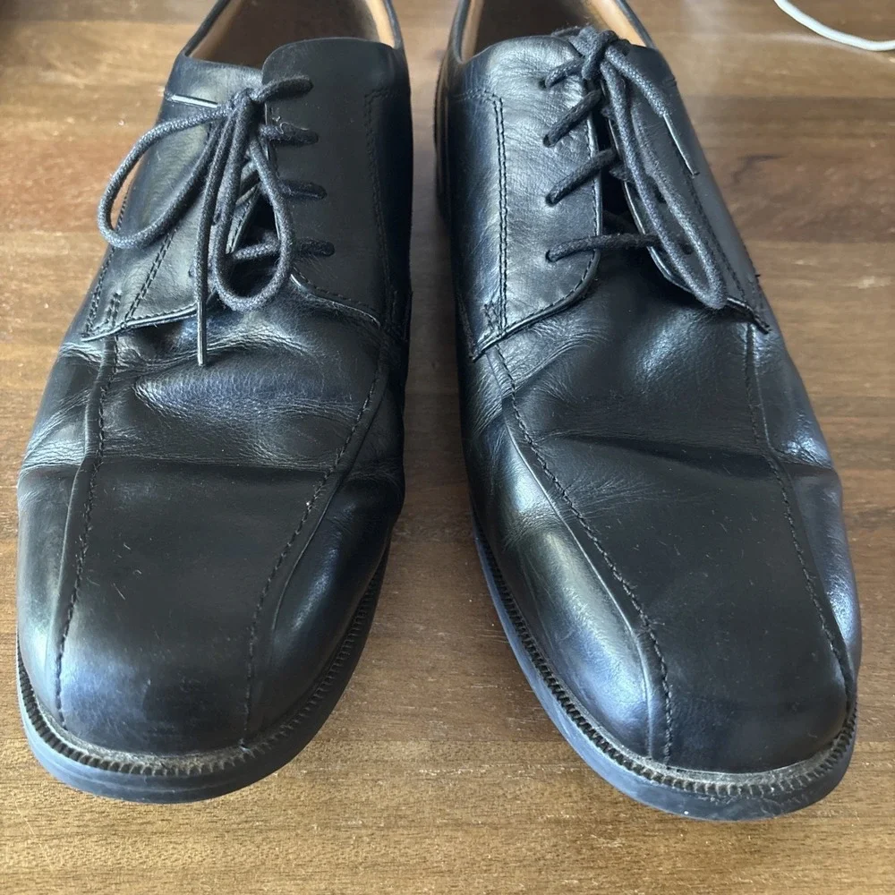 Clarks Tilden Black Leather Oxfords Lace Up Dress Shoes Men Sz 12W US/45EU GUC